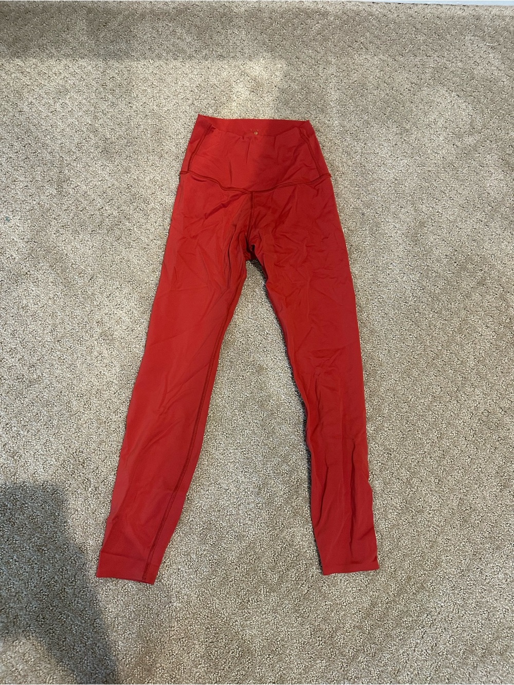 High-Rise Red Women's Leggings